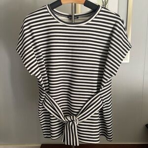 Express Black and White Striped Short Sleeve Top